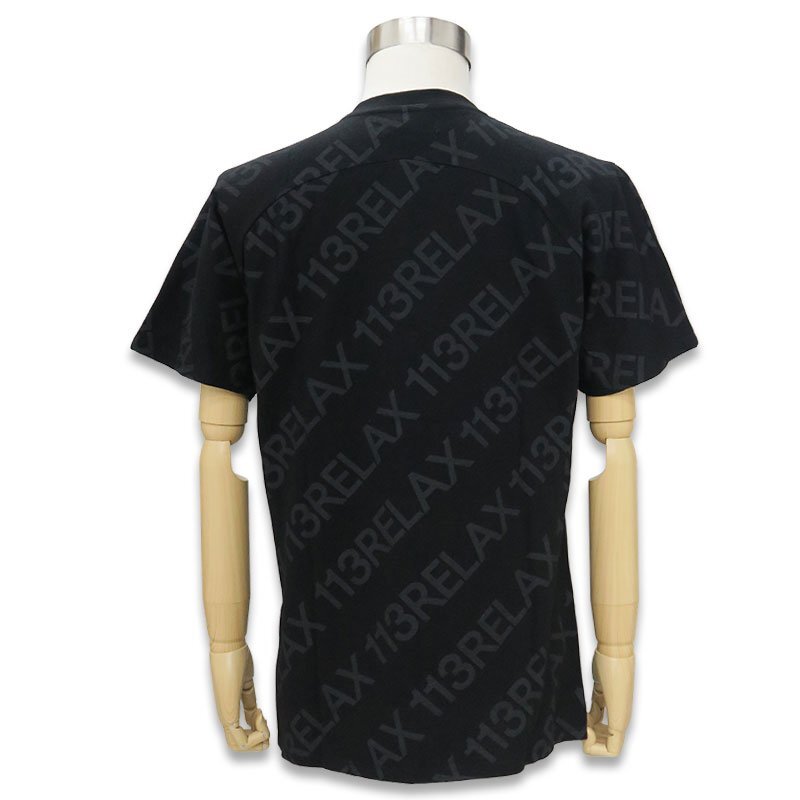 1PIU1UGUALE3 RELAX ウノピゥウノウグァーレトレ リラックス 半袖Tシャツ UST-23008 ロゴプリント 黒 SN90 50 ウノピュー_画像3
