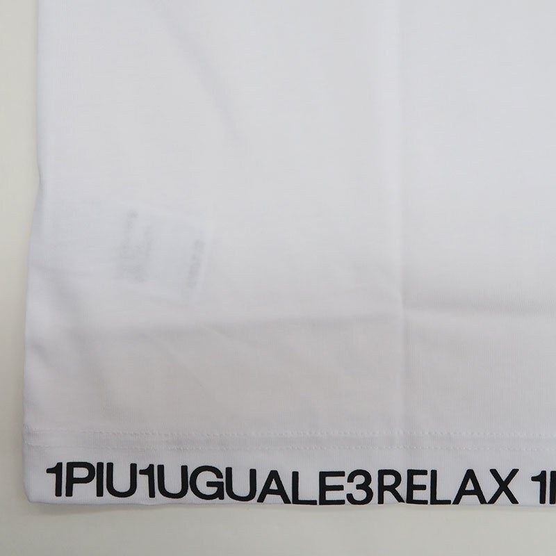 1PIU1UGUALE3 RELAX ウノピゥウノウグァーレトレ リラックス ビーズロゴ XLサイズ 白 SN10 半袖 TシャツUST-24014 メンズ ウノピュー_画像7