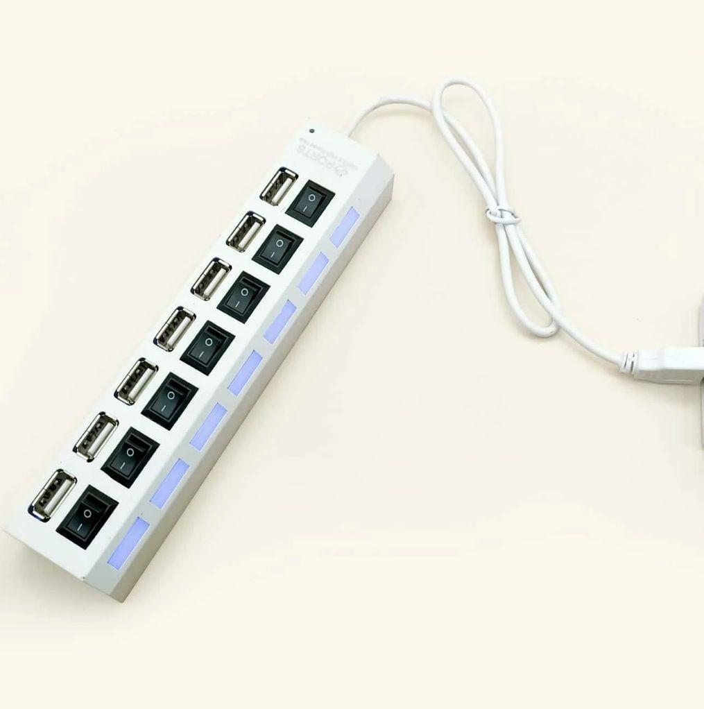 USBハブ 7ポート 個別電源スイッチ付 USB2.0 USB バスパワー　白