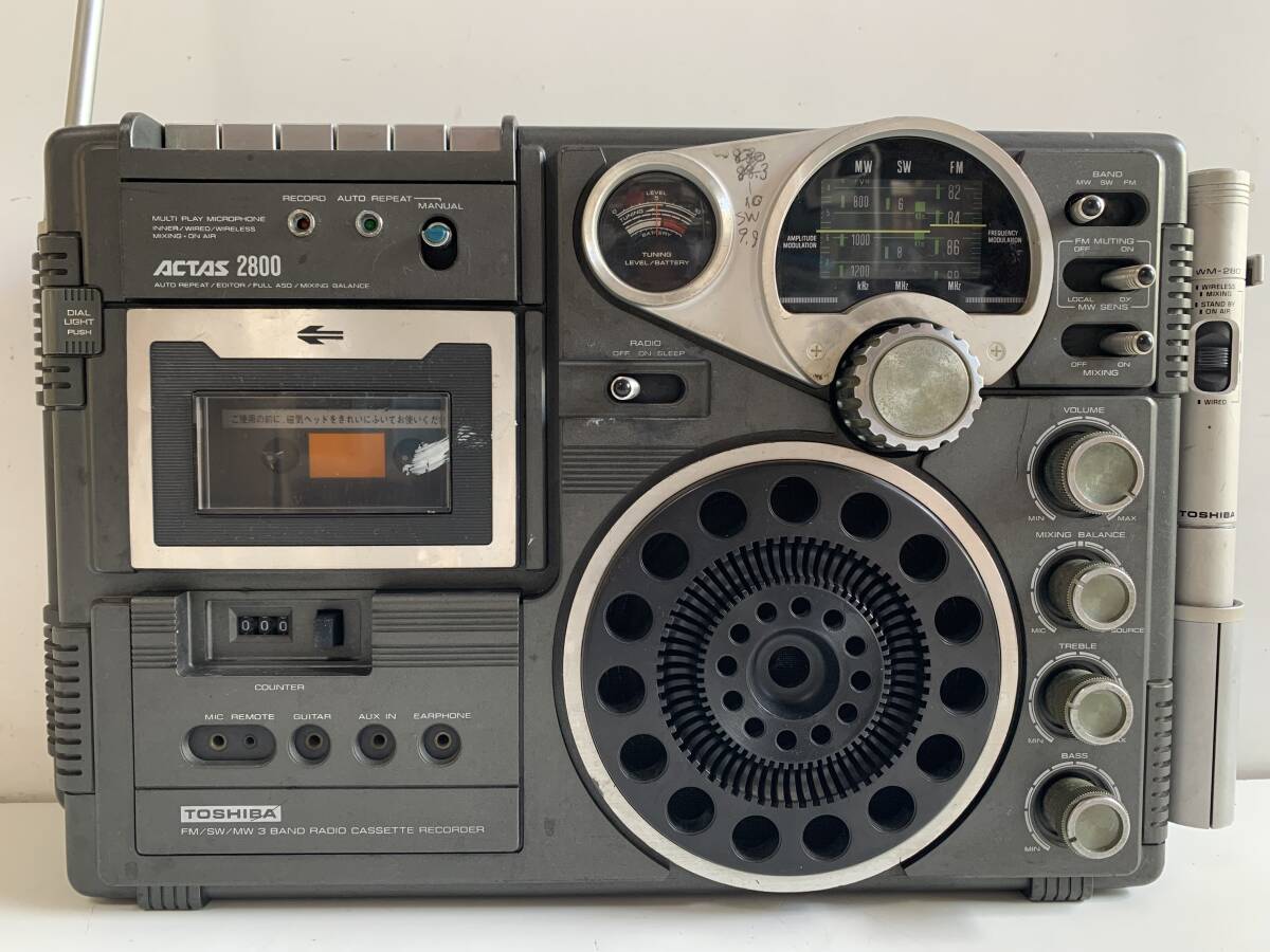 Hu878*TOSHIBA Toshiba * radio-cassette radio cassette recorder ACTAS 2800 RT-2800 Mike WM-280 FM/SW/MW 3BAND RADIO CASSETTE RECORDER