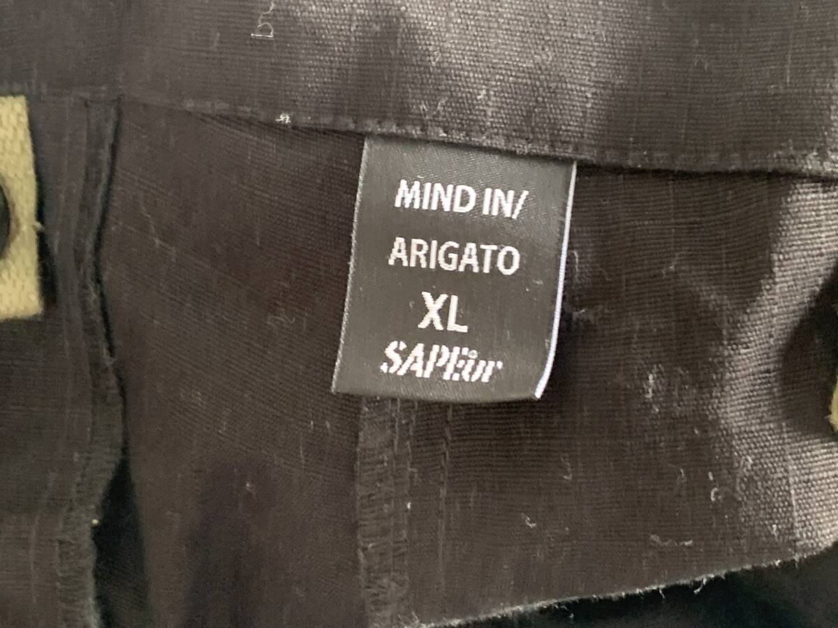 Qu932◆SAPEur サプール◆カーゴパンツ MIND IN/ ARIGATO メンズ XLサイズ ブラック×カーキ系 No.1911652118 ズボン パンツ_画像8