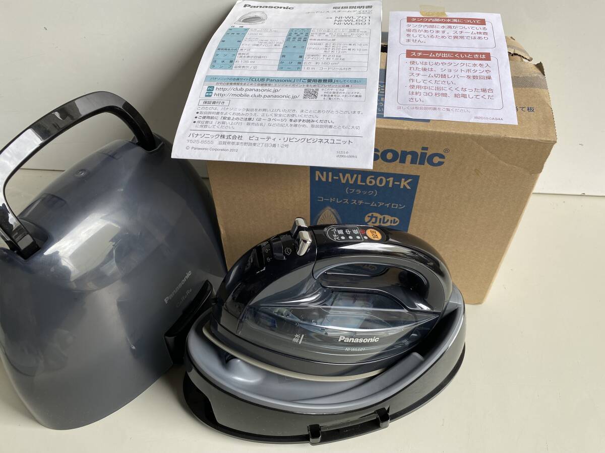 ⑤t347*Panasonic Panasonic * iron cordless steam iron CaRuRuka Lulu NI-WL601 black / black owner manual operation goods box attaching 