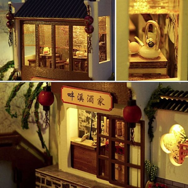置物 ミニチュア ドールハウス 本棚のミニチュアドールハウス ジオラマ 建築模型 DIY 本棚 中華街_画像1