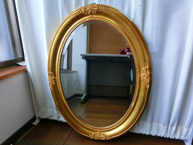 roA3S wall mirror antique style Gold frame . round shape large ornament mirror mirror kagami store furniture miscellaneous goods interior 