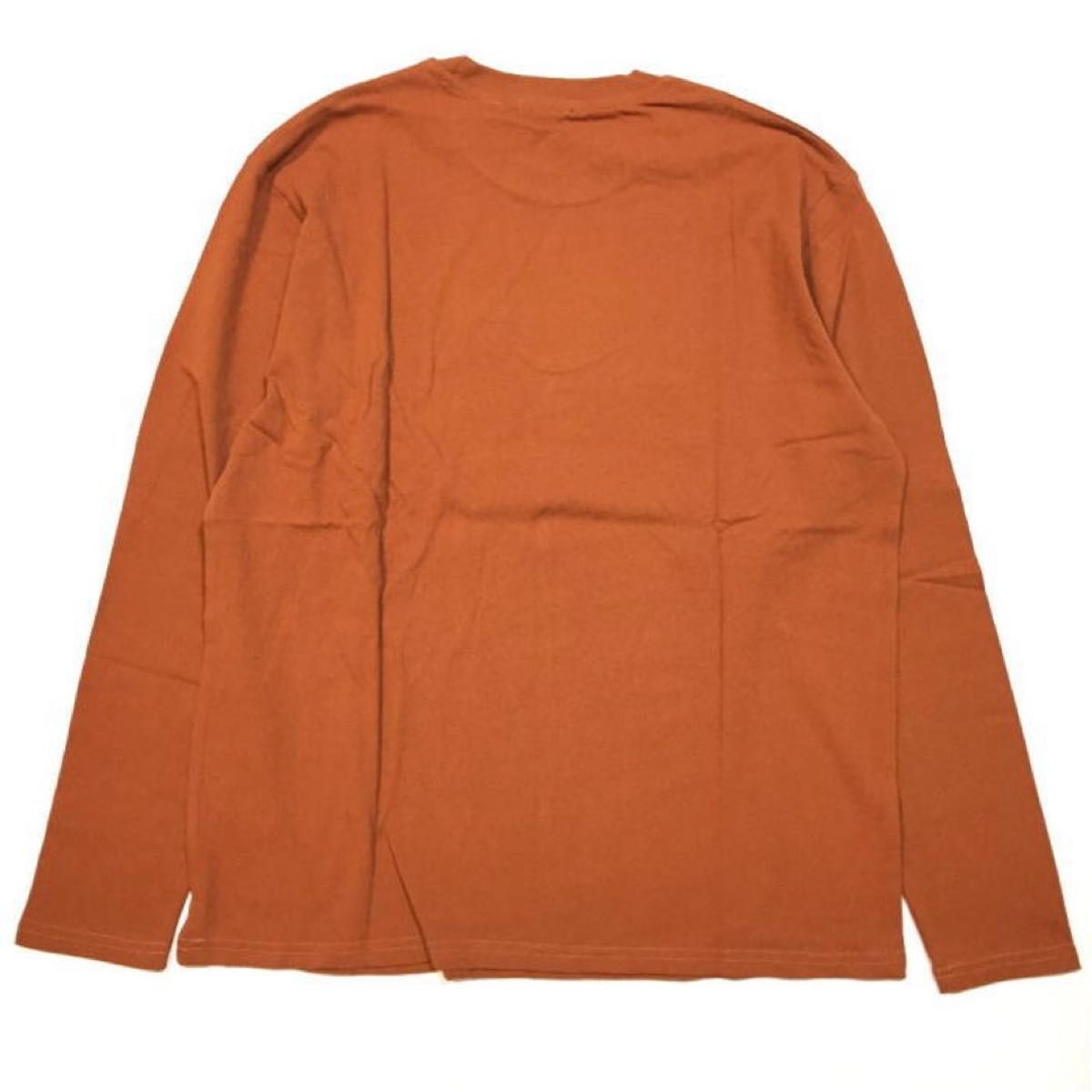 新品 正規 ＸＬ USAコットン 胸刺繍 プリント 長袖Ｔシャツ ロンＴ ロングスリーブ Tシャツ ユニセックス  オレンジ