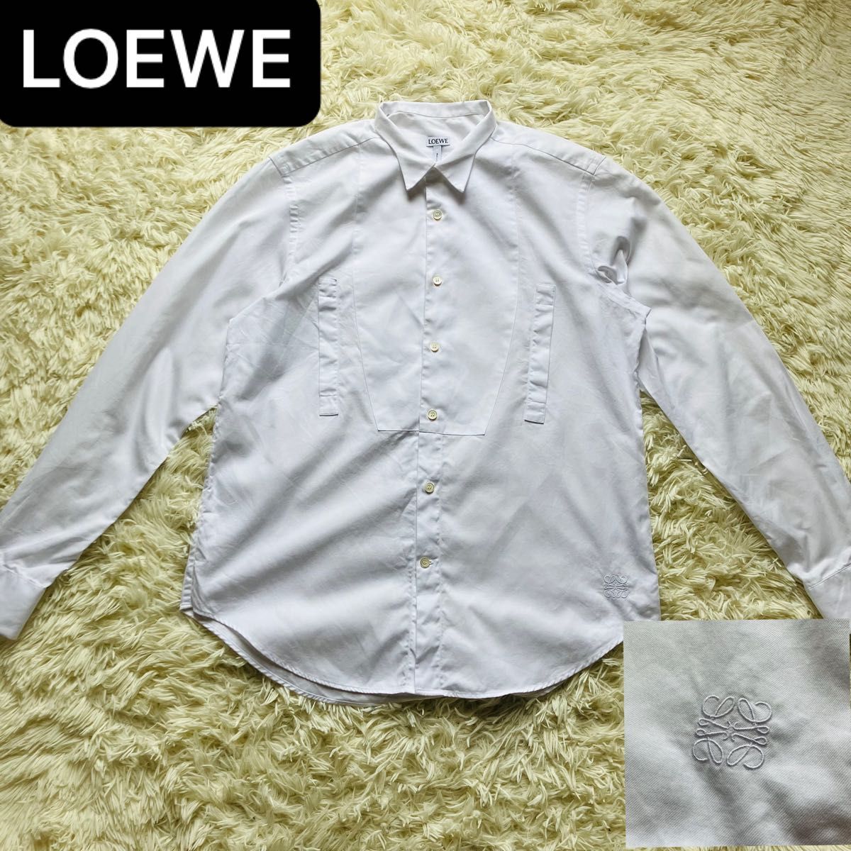LOEWE ロエベ アナグラム刺繍 長袖 ワイシャツ デザインポケット shirt  無地　シンプル　ロング シャツ