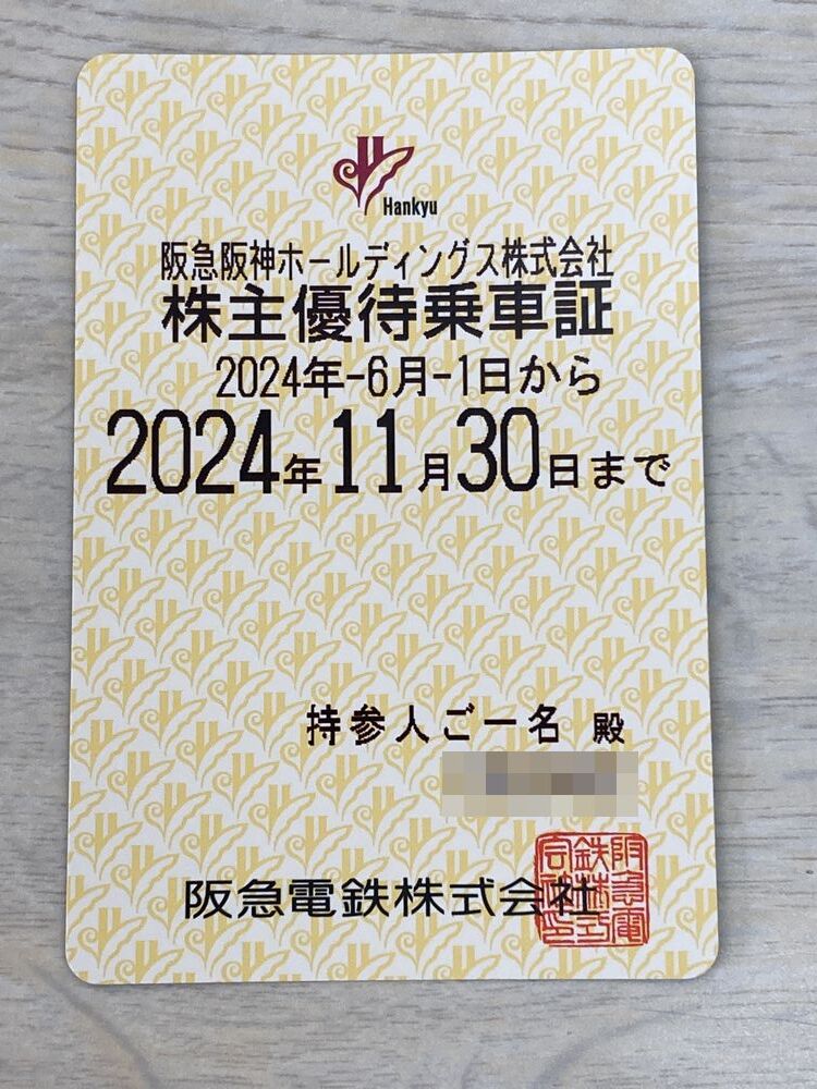 阪急全線株主優待乗車証2024/6/1-11/30_画像1