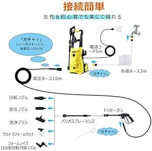 高圧洗浄機 1500W 最大吐出圧力 12MPa50Hz/60Hz東西日本兼用 水道直結・自吸両用 家庭用高圧クリーナー コンパク_画像6