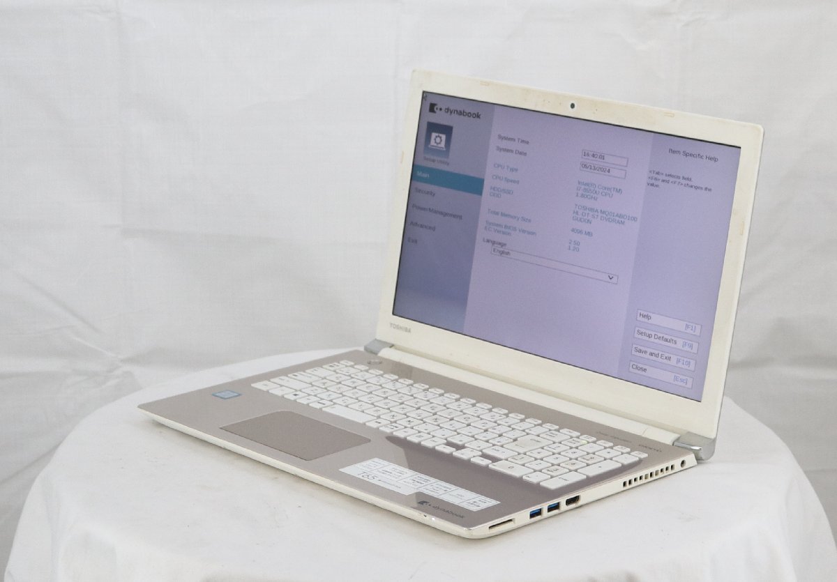 TOSHIBA PT65GGP-REA dynabook T65/GG　Core i7 8550U 1.80GHz 4GB 1000GB■現状品_画像1