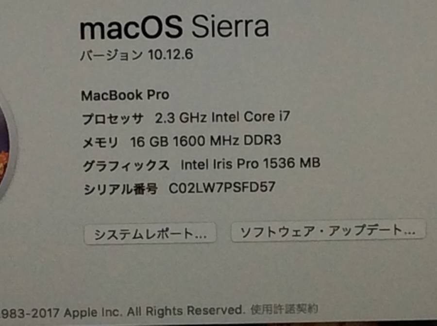 Apple MacBook Pro Retina Late2013 A1398 macOS　Core i7 2.30GHz 16GB 512GB(SSD)■1週間保証_画像10