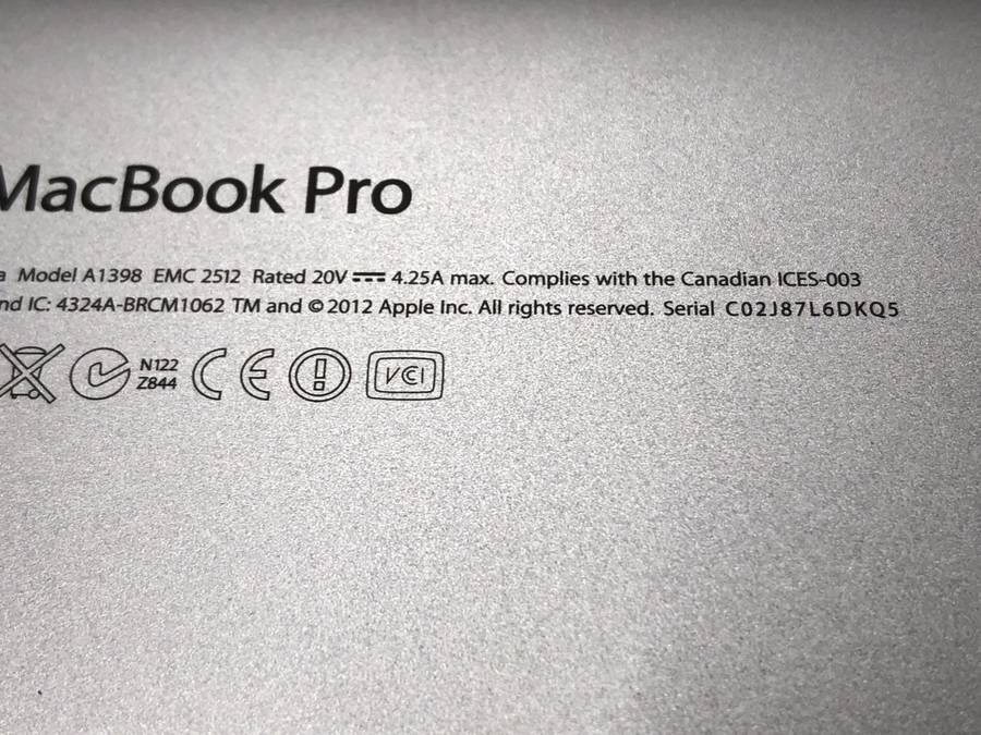 Apple MacBook Pro Retina Mid2012 A1398 macOS　Core i7 2.70GHz 16GB 768GB(SSD)■現状品【TB】_画像4