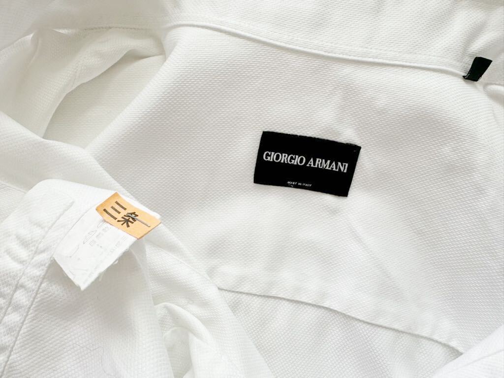 GIORGIO ARMANI size45-18 Италия производства белый рубашка мужской чёрный бирка рубашка с длинным рукавом joru geo Armani 