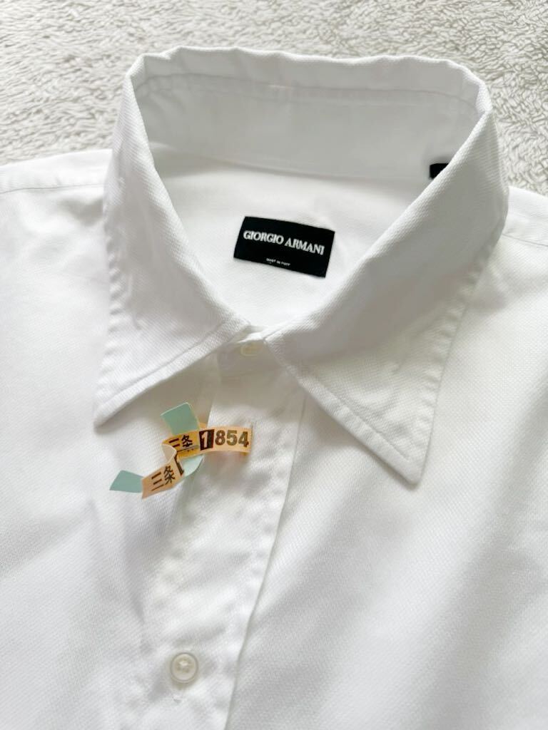 GIORGIO ARMANI size45-18 Италия производства белый рубашка мужской чёрный бирка рубашка с длинным рукавом joru geo Armani 
