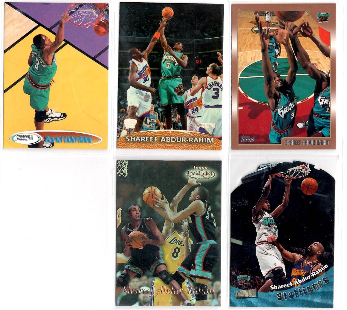 NBA TOPPS SHAREEF ABDUR-RAHIM シャリーフ・アブドゥル・ラヒム　 5枚（種）セット　新品ミント状態品_画像1