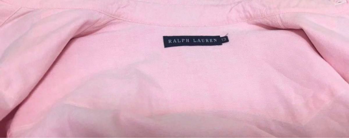 まぁ美品ラルフローレン　ウェスタンシャツ13 ピンク　ドット釦　オックスフォード