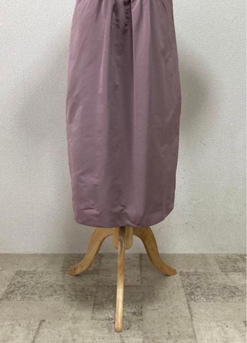 まぁ美品エスマックスマーラ　ロゴ付ギャザーフ裾フレアーワンピース36 ピンク