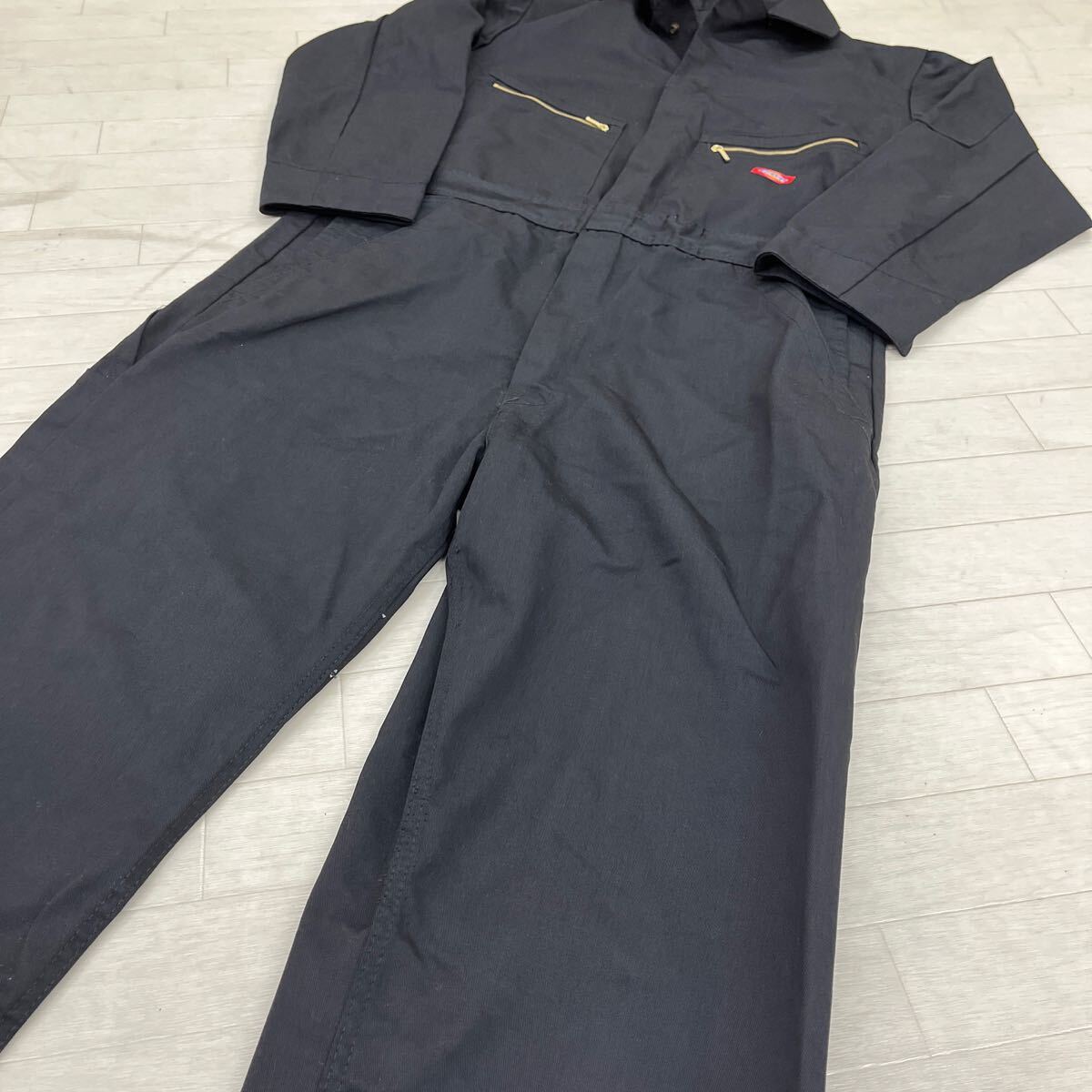 1438◎ Dickies ディッキーズ トップス オールインワン つなぎ 長袖 ファスナー ボタン カジュアル ブラック メンズM_画像3