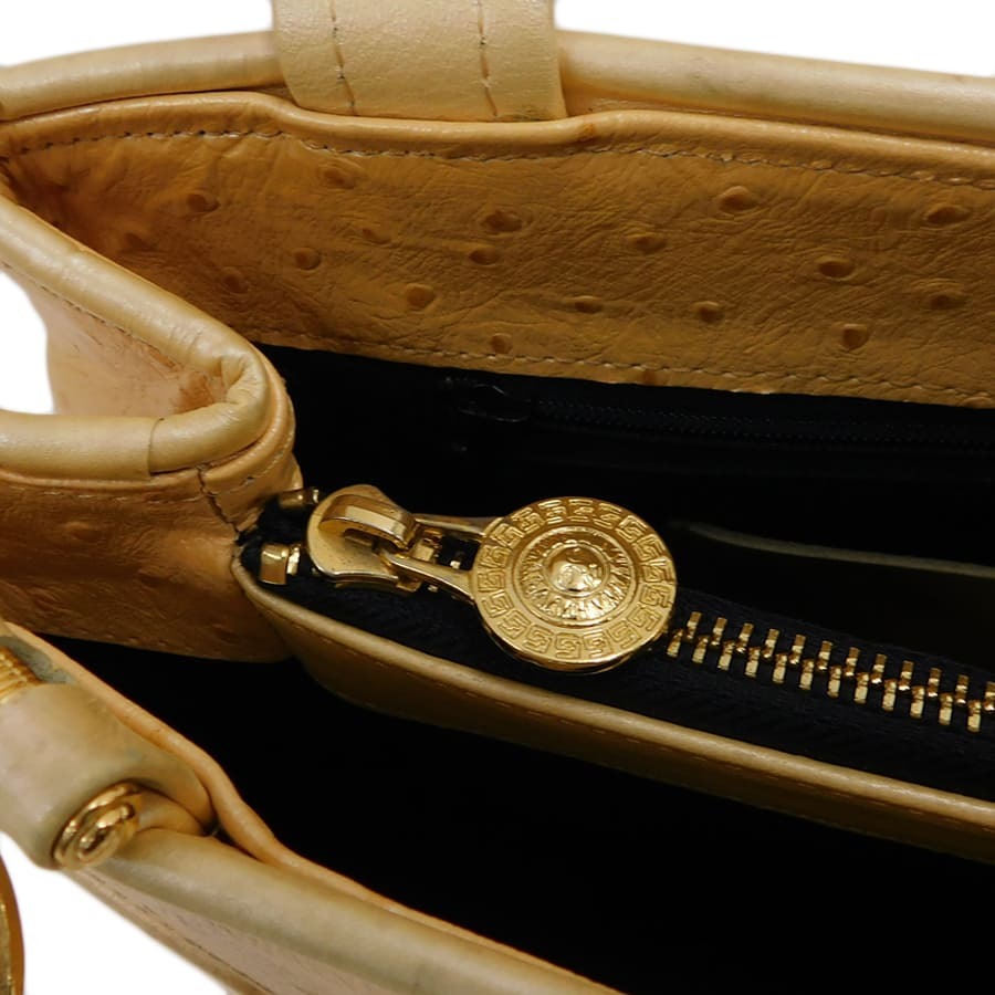 1 jpy # beautiful goods Versace shoulder bag beige group leather sink Be GIANNI VERSACE #E.Csim.hP-02