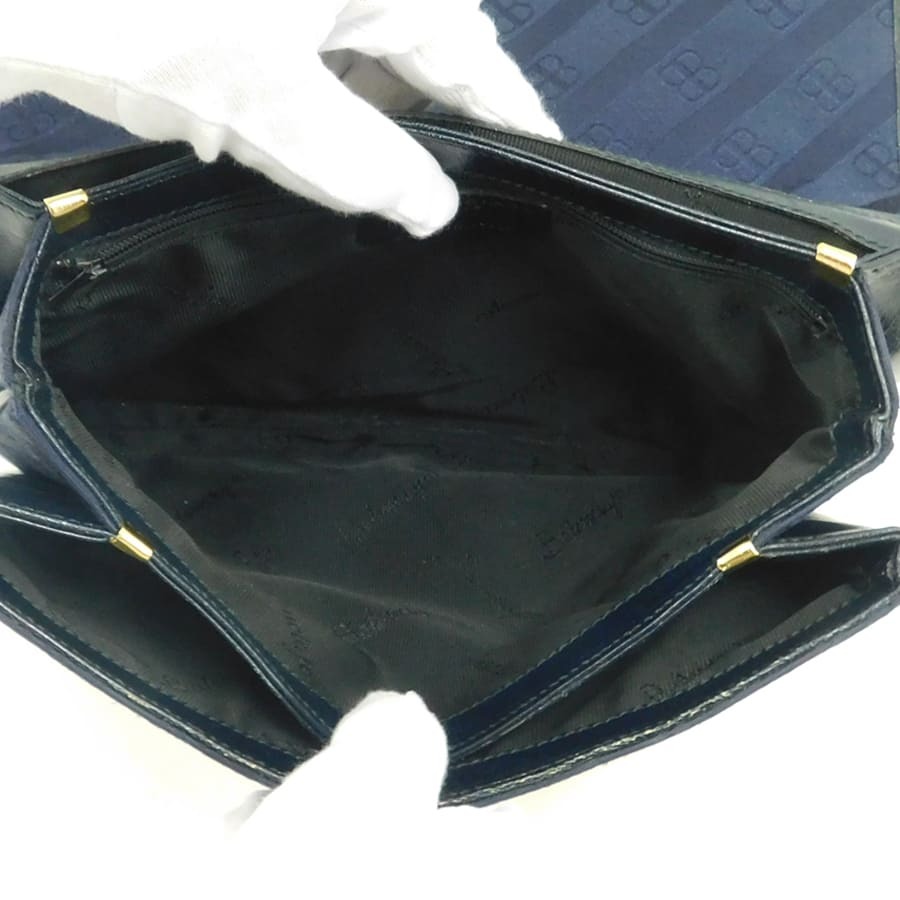 1 иен # прекрасный товар Balenciaga сумка на плечо темно-синий серия парусина × кожа BB рисунок общий рисунок модный BALENCIAGA #E.Bom.tl-02