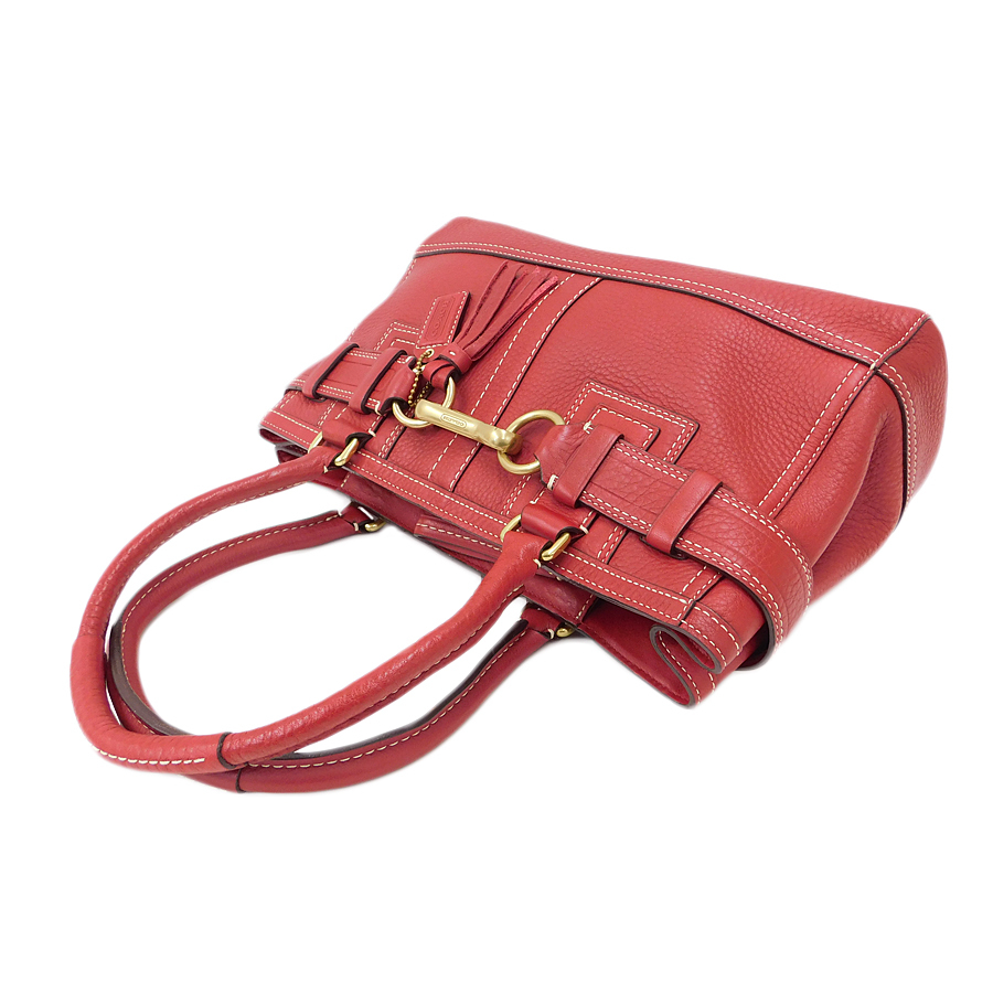 1 jpy # ultimate beautiful goods Coach handbag 10212 red group leather lady's usually using lovely COACH #E.Bsr.tI-18