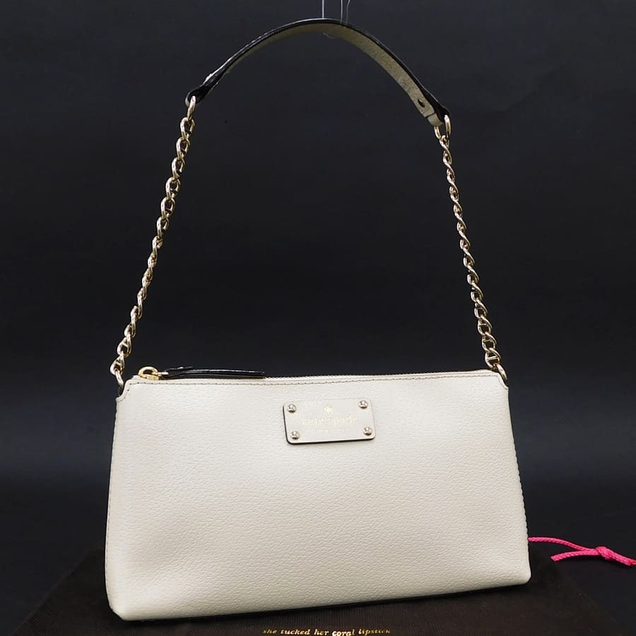 1円 ■ 新品同様 ケイトスペード ショルダーバッグ ホワイト系 レザー 小物入れ Kate spade ■E.Bss.An-18の画像1