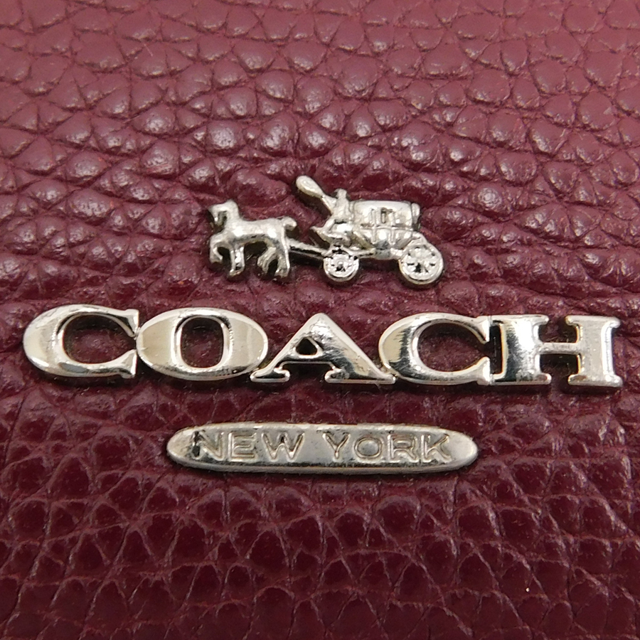 1円 ■ 美品 コーチ ショルダーバッグ 64798 ボルドー系 レザー お洒落 普段使い COACH ■E.Bss.An-29の画像9