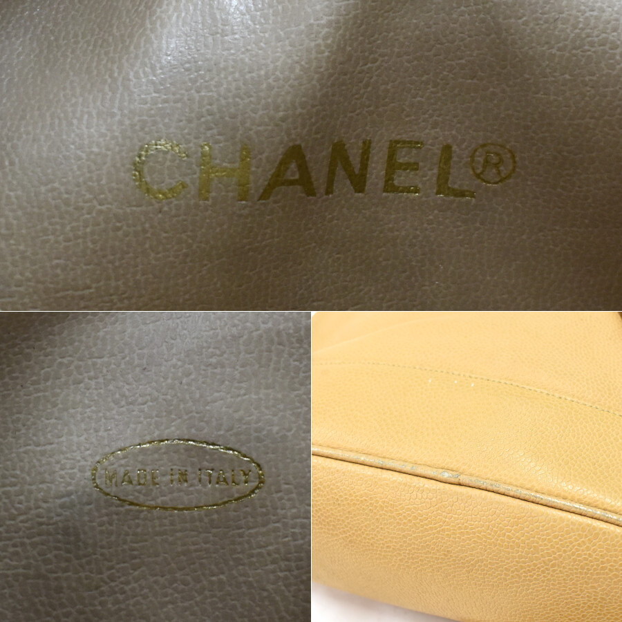 1円 ◎美品 CHANEL シャネル ワンショルダーバッグ ココマーク キャビアスキン レザー ベージュ ゴールド金具◎E.Cool.tI-18_画像9