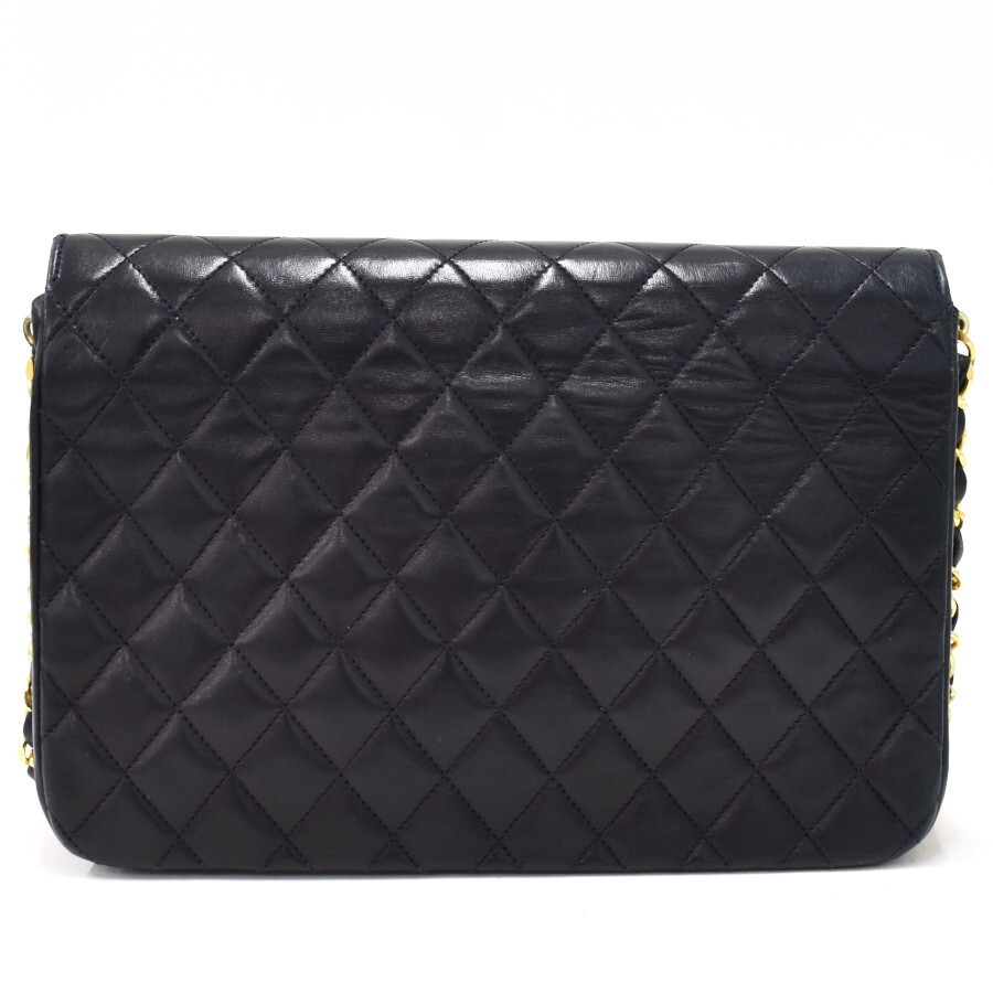 1円 ◎美品 CHANEL シャネル チェーンショルダーバッグ マトラッセ ココマーク ラムスキン ネイビー ヴィンテージ◎E.Dspm.tI-18の画像3