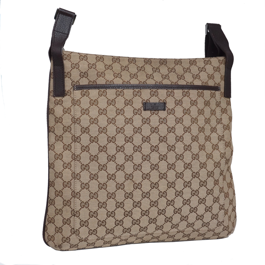 1 иен * прекрасный товар GUCCI Gucci сумка на плечо наклонный ..122791 GG парусина кожа бежевый Brown *K.Cii.Gt-18*