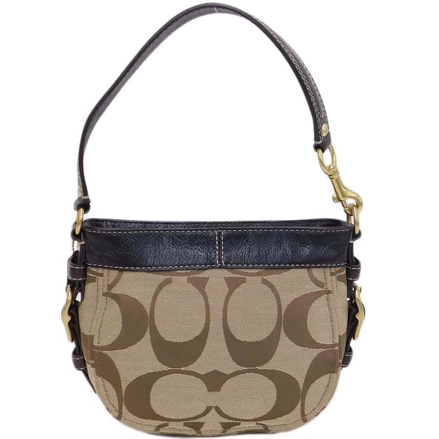 1 jpy # ultimate beautiful goods Coach handbag 41856 brown group canvas × leather signature COACH #E.Bsm.tl-02