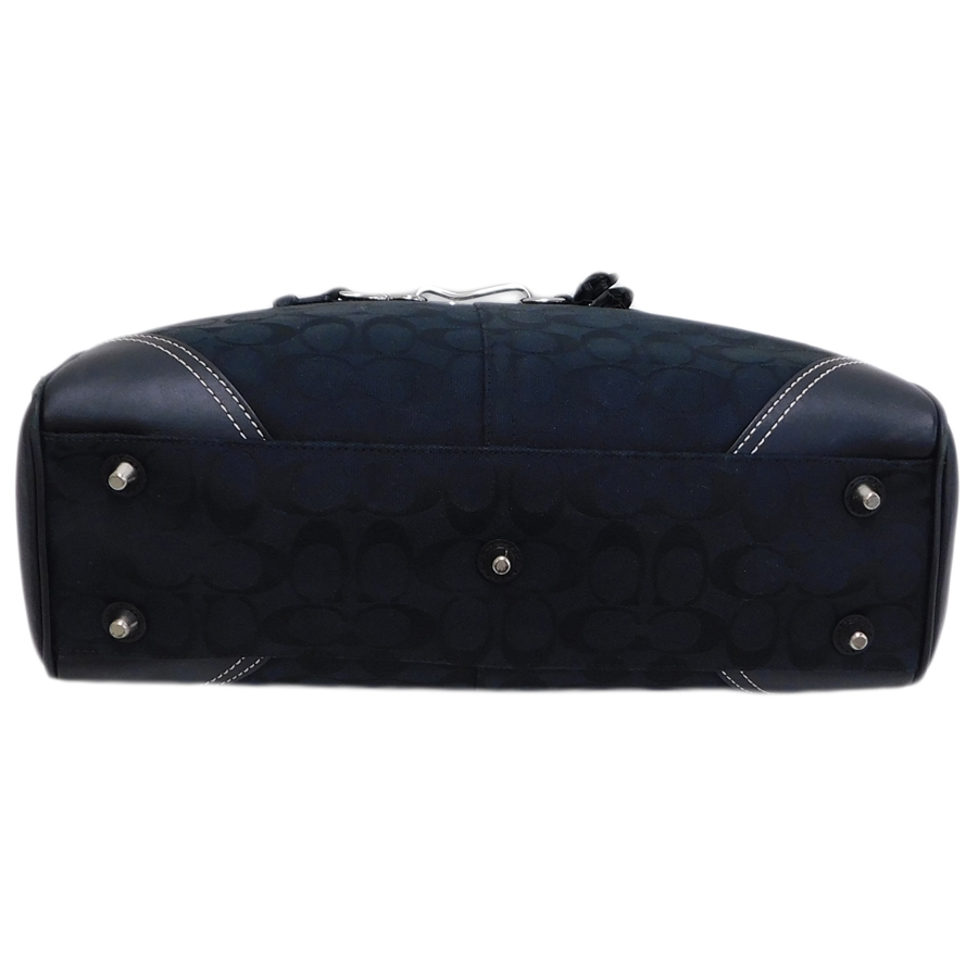 1 jpy # ultimate beautiful goods Coach handbag FS8K07 black group canvas × leather signature COACH #E.Bmm.tl-29