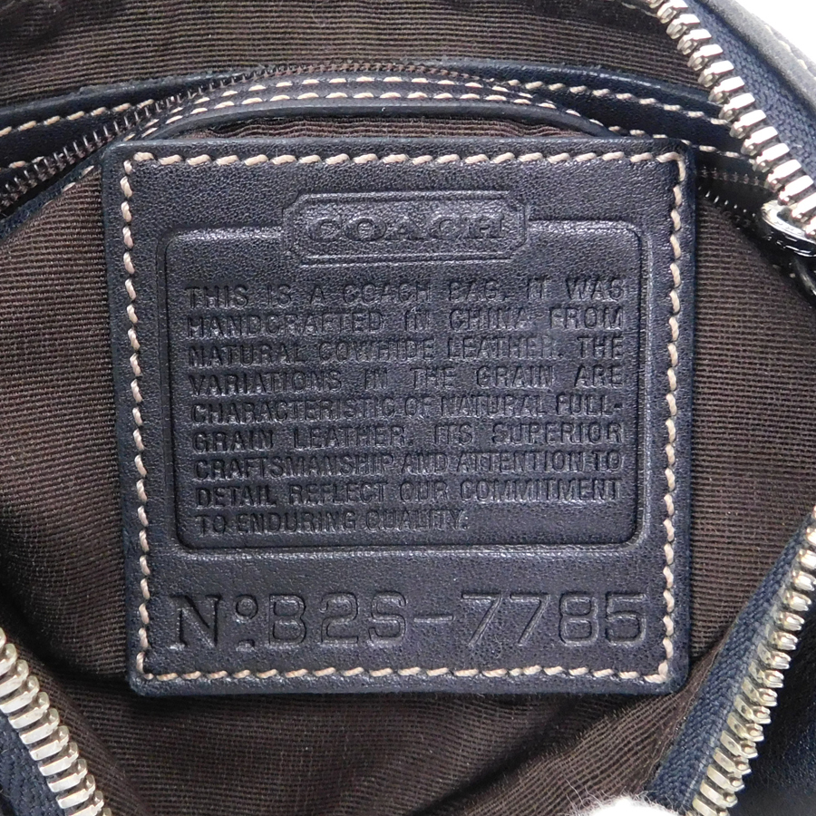 1円 ■ コーチ ハンドバッグ ブラック系 レザー 無地 小さめ フォーマル ステッチ 女性 7785 COACH ■E.Bss.hP-26_画像8