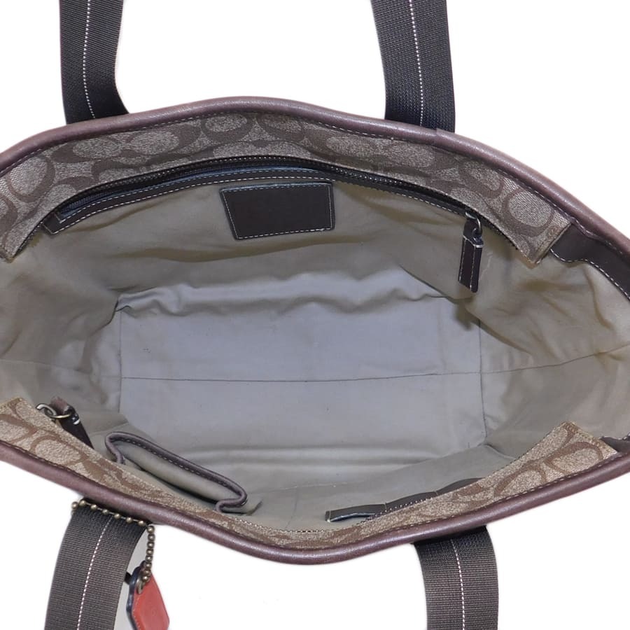 1円 ■ 極美品 コーチ トートバッグ F70074 ブラウン系 PVC×レザー シグネチャー お洒落 COACH ■E.Bmr.An-16_画像7