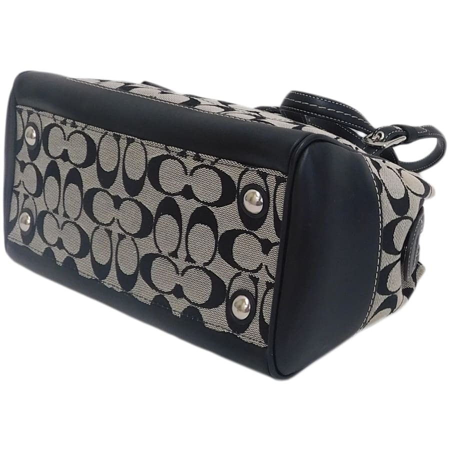 1 jpy # ultimate beautiful goods Coach handbag 6828 gray × black group canvas × leather signature COACH #E.Bse.tI-06