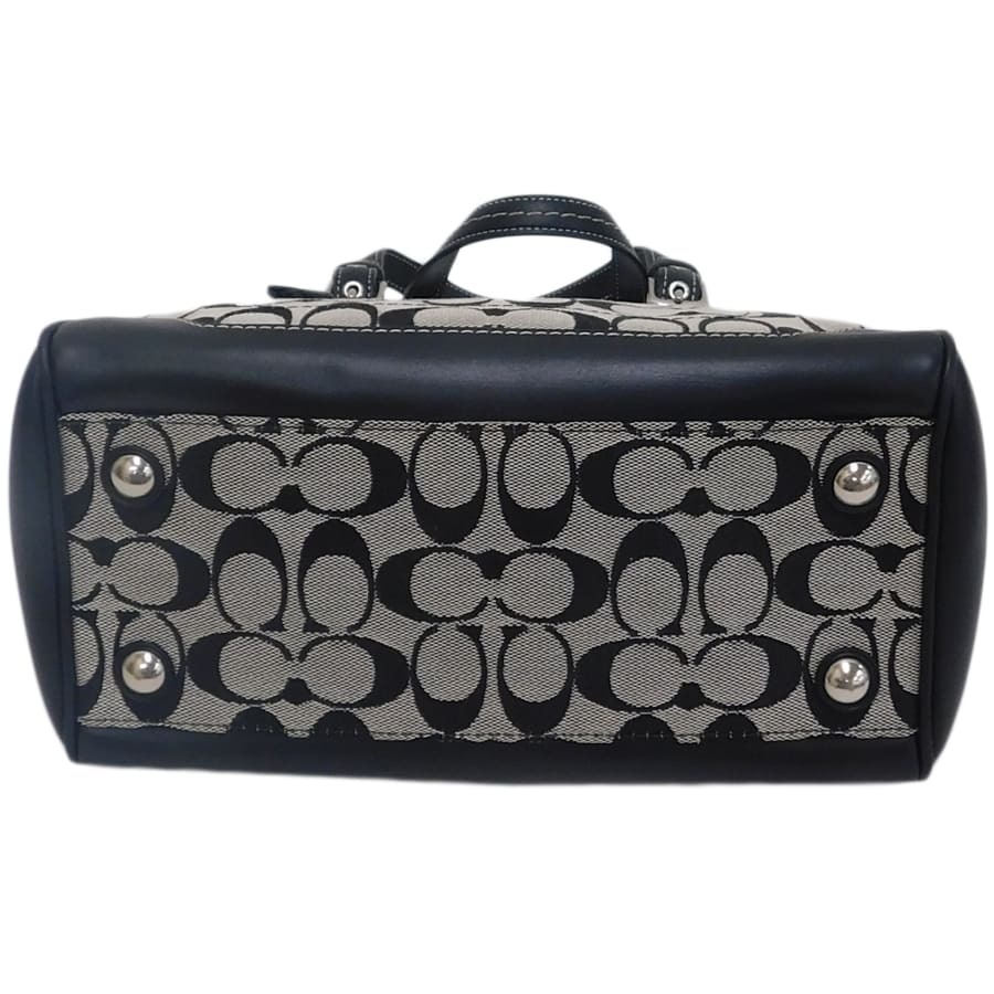 1 jpy # ultimate beautiful goods Coach handbag 6828 gray × black group canvas × leather signature COACH #E.Bse.tI-06