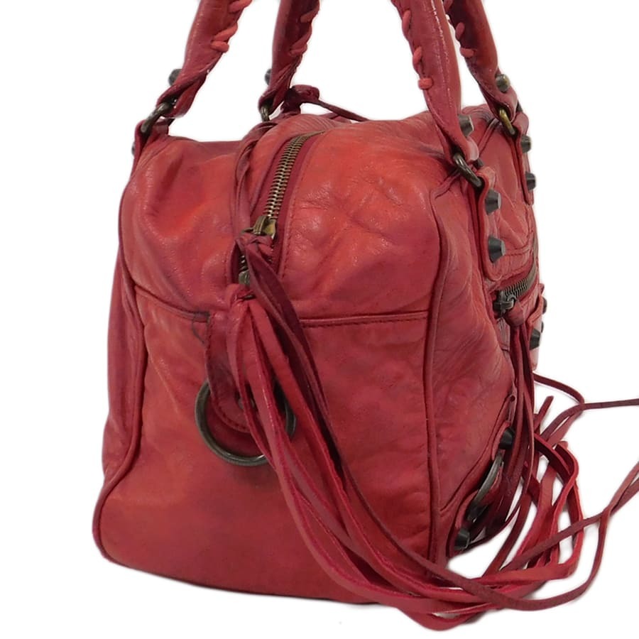1 иен # Balenciaga 2way сумка оттенок красного кожа .... обычно используя модный BALENCIAGA #E.Csr.lA-06