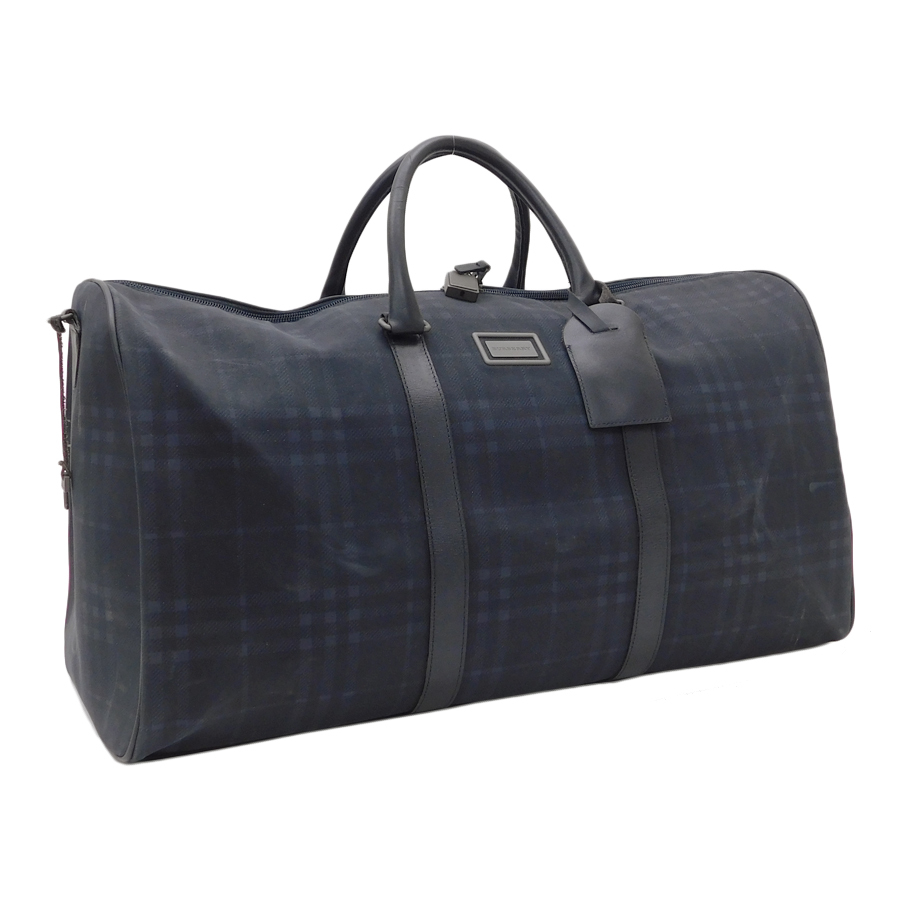 1 иен # Burberry сумка "Boston bag" оттенок черного nova проверка полиуретан × кожа мужчина Burberry #E.Csmr.oR-22
