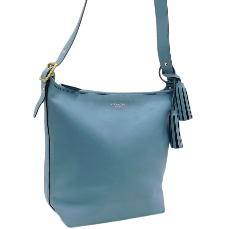 1 jpy # beautiful goods Coach shoulder bag 19889 blue group leather .... usually using stylish COACH #E.Bmu.An-06