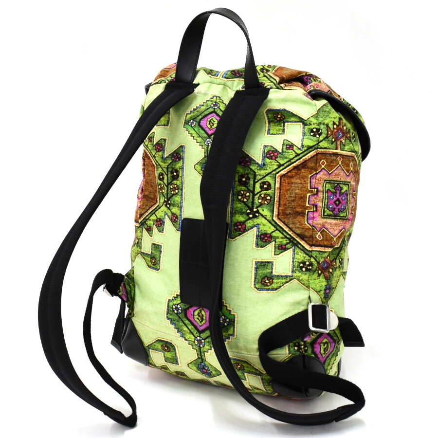 1 jpy * ultimate beautiful goods GIVENCHY Givenchy backpack rucksack print canvas leather green group *E.Cmgs.lA-17