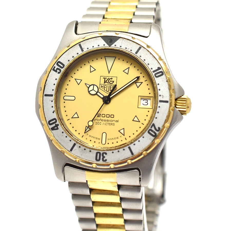 1 jpy * operation goods beautiful goods TAG Heuer wristwatch Professional 2000 series 974 006 SS×GP quarts *Csep