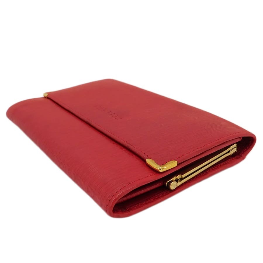 1 иен # прекрасный товар Nina Ricci длинный кошелек оттенок красного кожа двойной бумажник камыш ..... обычно используя NINA RICCI #E.Aeo.zE-28