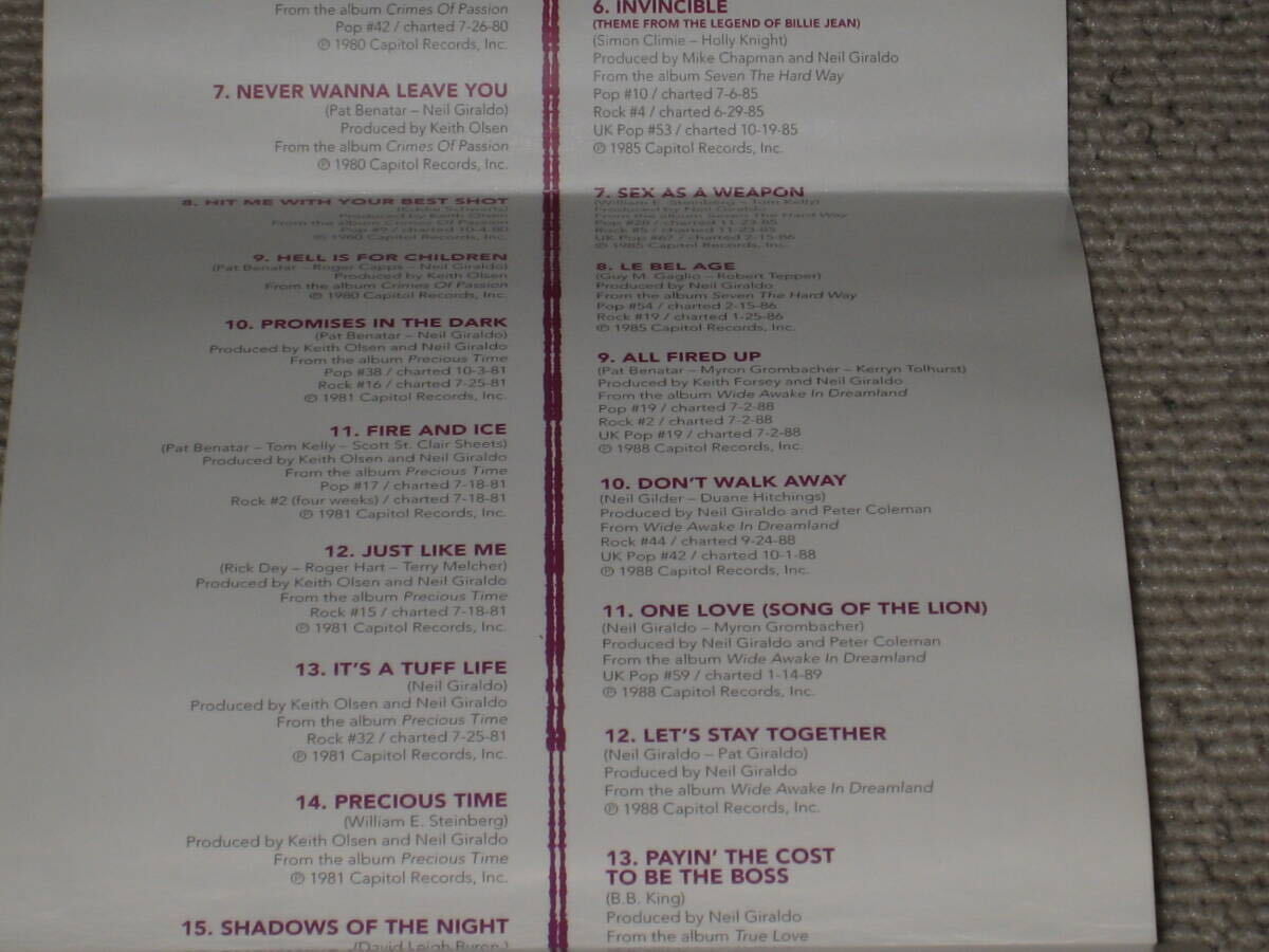 CD/2枚組「PAT BENATAR/パット・ベネター Ultimate Collection 全40曲 海外品/輸入盤」ベストアルバム/BEST/アルティメット・コレクション_画像6
