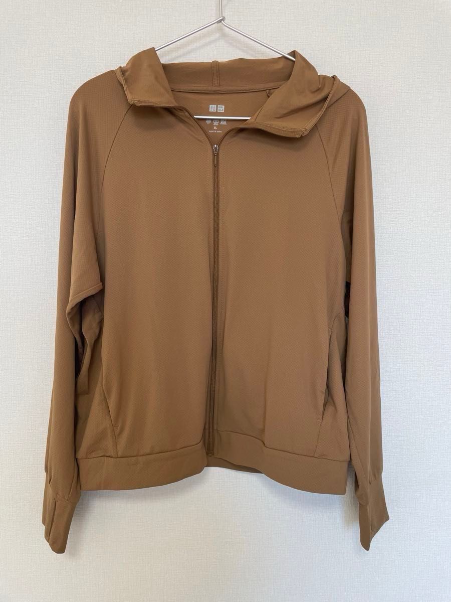 ユニクロ　エアリズムUVカットメッシュパーカ（リラックス・長袖）XL ブラウン系