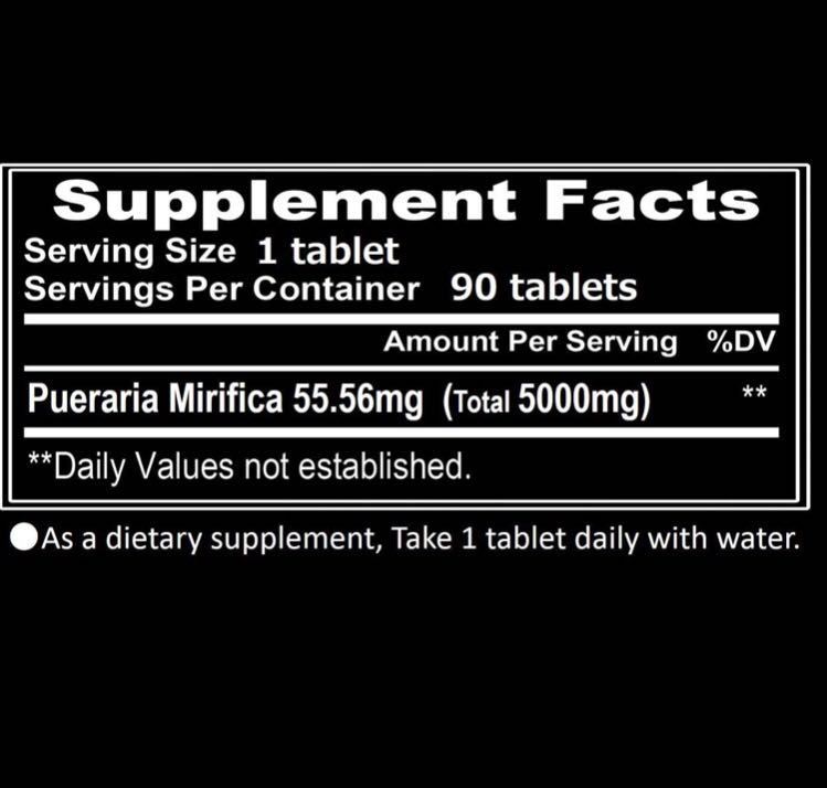 プエラリアミリフィカ サプリメント プエラリア含有量5000mg(1粒55.56mg) 90粒　豊胸　女装コスプレ　女体化　魅力的な女性の身体へ_画像3