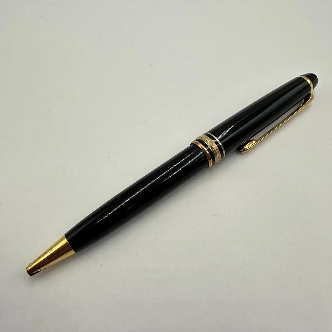 F326-U35-80 ◎ MONTBLANC モンブラン 回転式ボールペン ツイスト式 筆記用具 文房具 ブラックカラー ゴールドクリップ 全長:約13.5cm ③_画像1