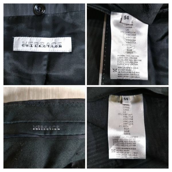 H629-U13-2320 Versace Versace men's suit tailored single jacket & pants stripe black XXL top and bottom set ⑥