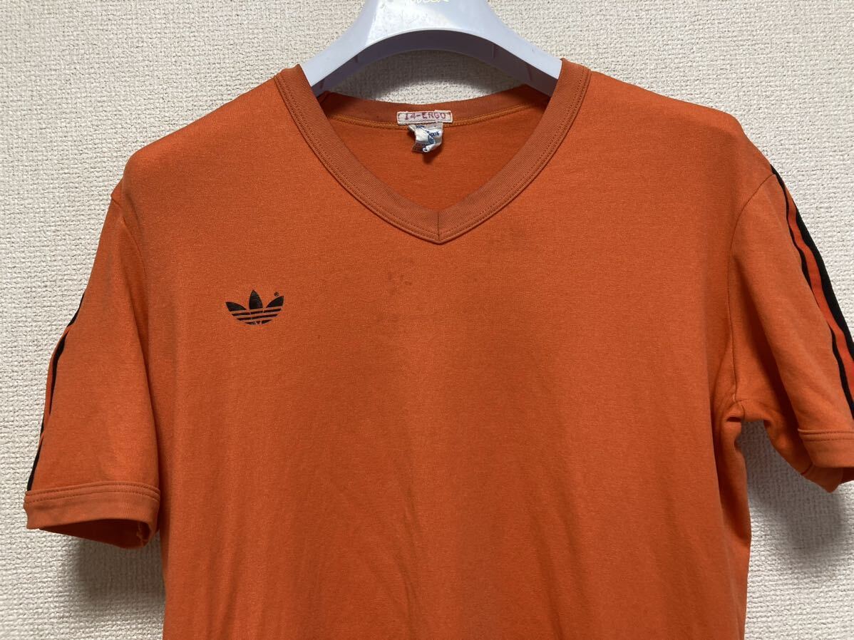 70's 80's ヨーロッパヴィンテージ adidas アディダス VENTEX ベンテックス ゲームシャツ 半袖Tシャツ vintage Tee V Neck_画像3