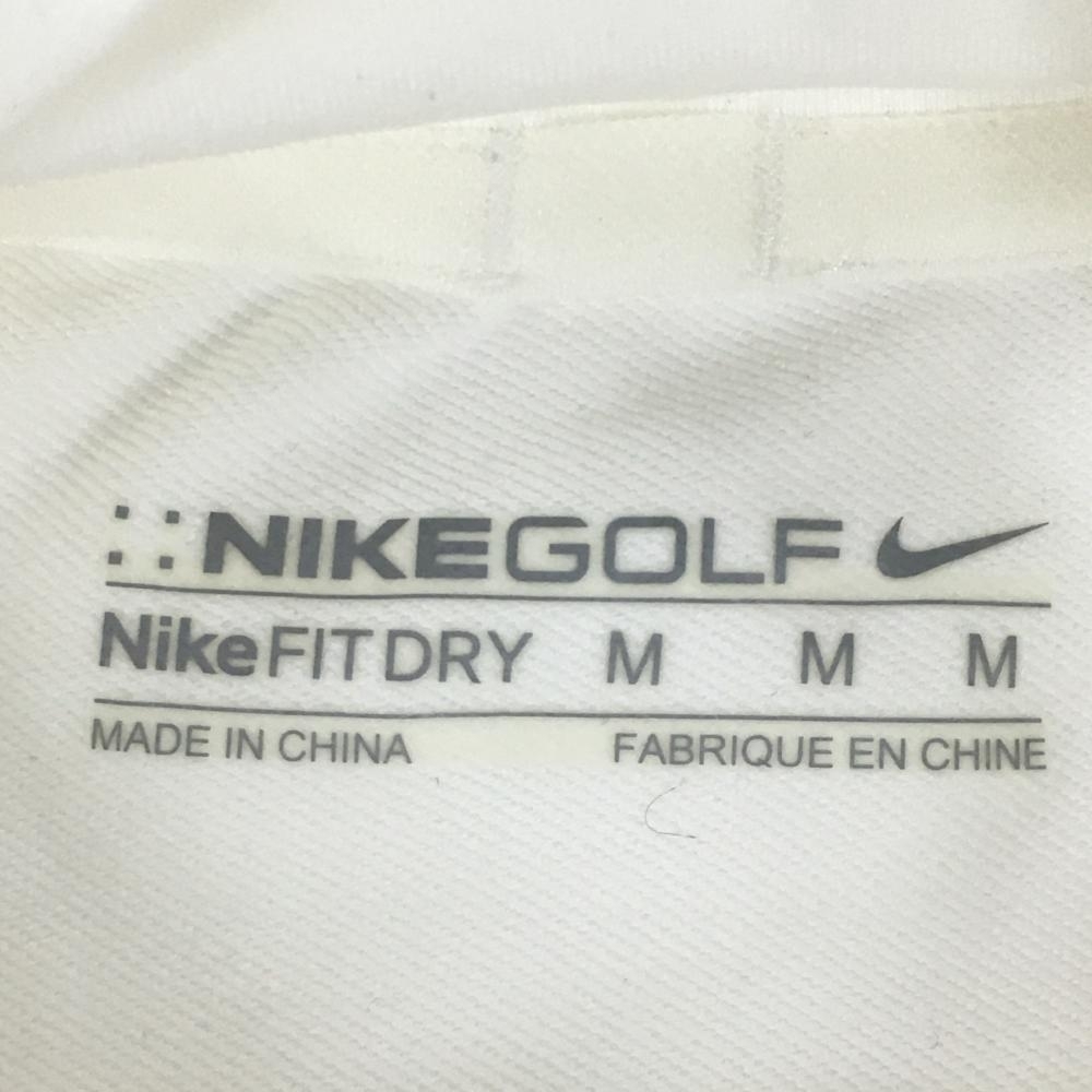 ナイキゴルフ 長袖ハイネックシャツ 白×黒 ロゴ刺しゅう FITDRY メンズ M ゴルフウェア NIKE_画像4