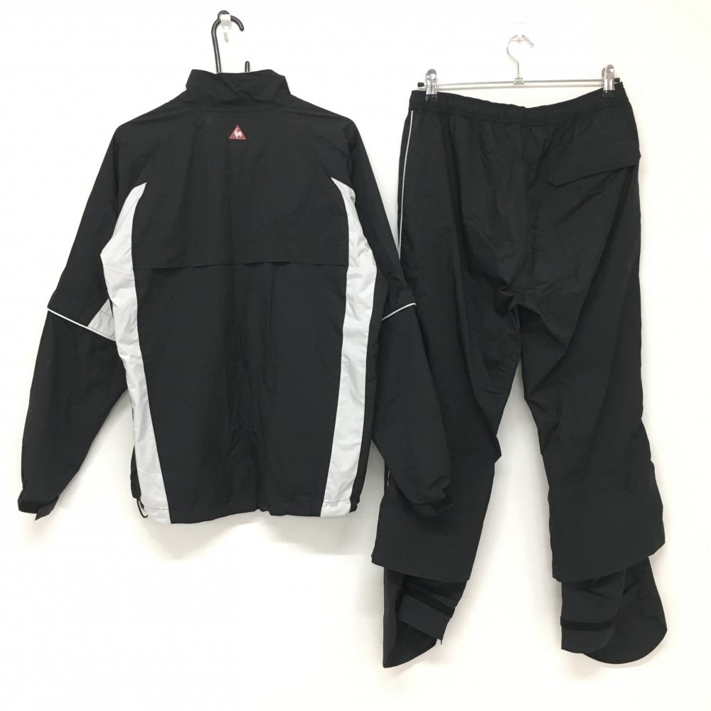  Le Coq rainwear top and bottom set (2WAY blouson × pants ) black × gray sleeve demountable storage sack attaching men's L Golf wear le coq sportif