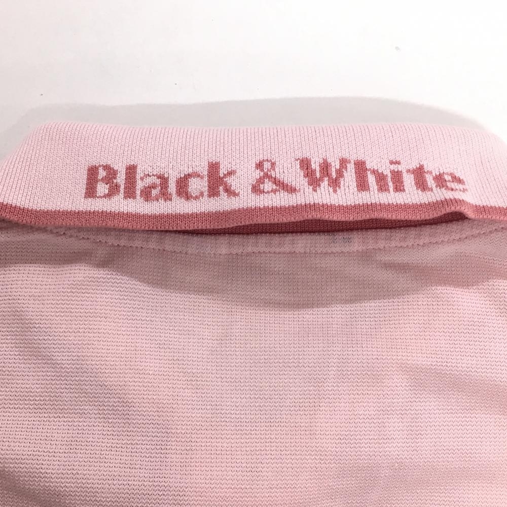 [ super-beauty goods ] black and white polo-shirt with short sleeves light pink × pink . pocket Logo .... men's L Golf wear Black&White